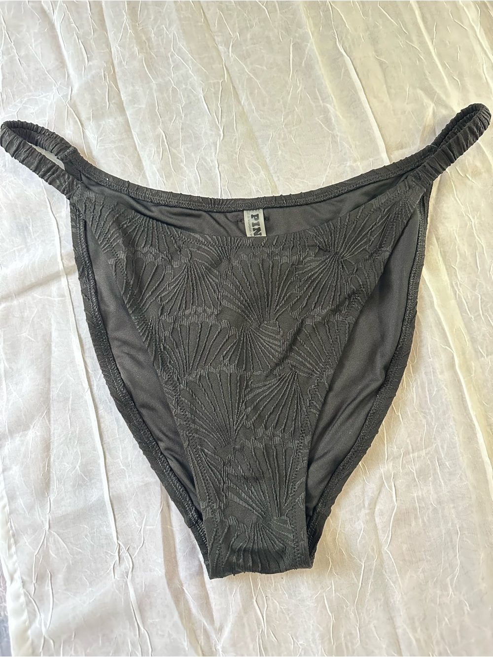 PINK Victoria's Secret Black Embroidered Bikini Bottom